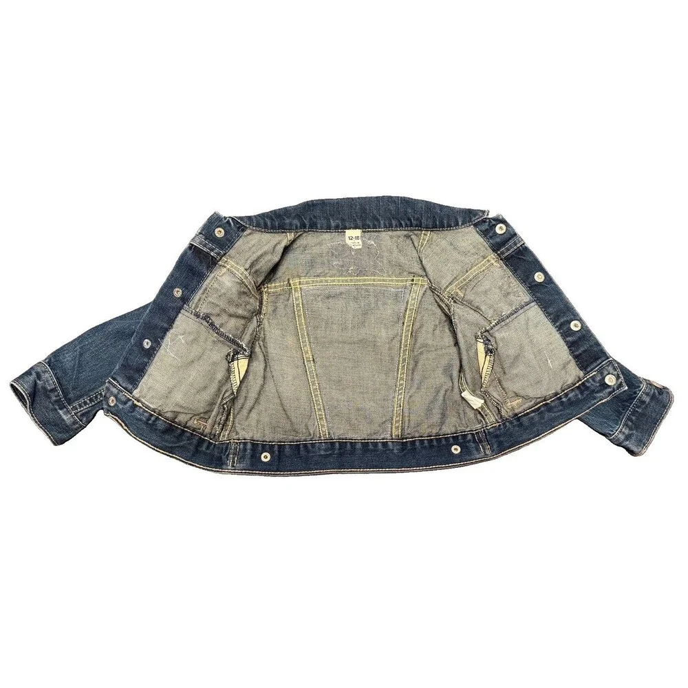 Upcycled Custom Designed Toddler Dinosaur Denim Jacket- Sz 12-18 Months